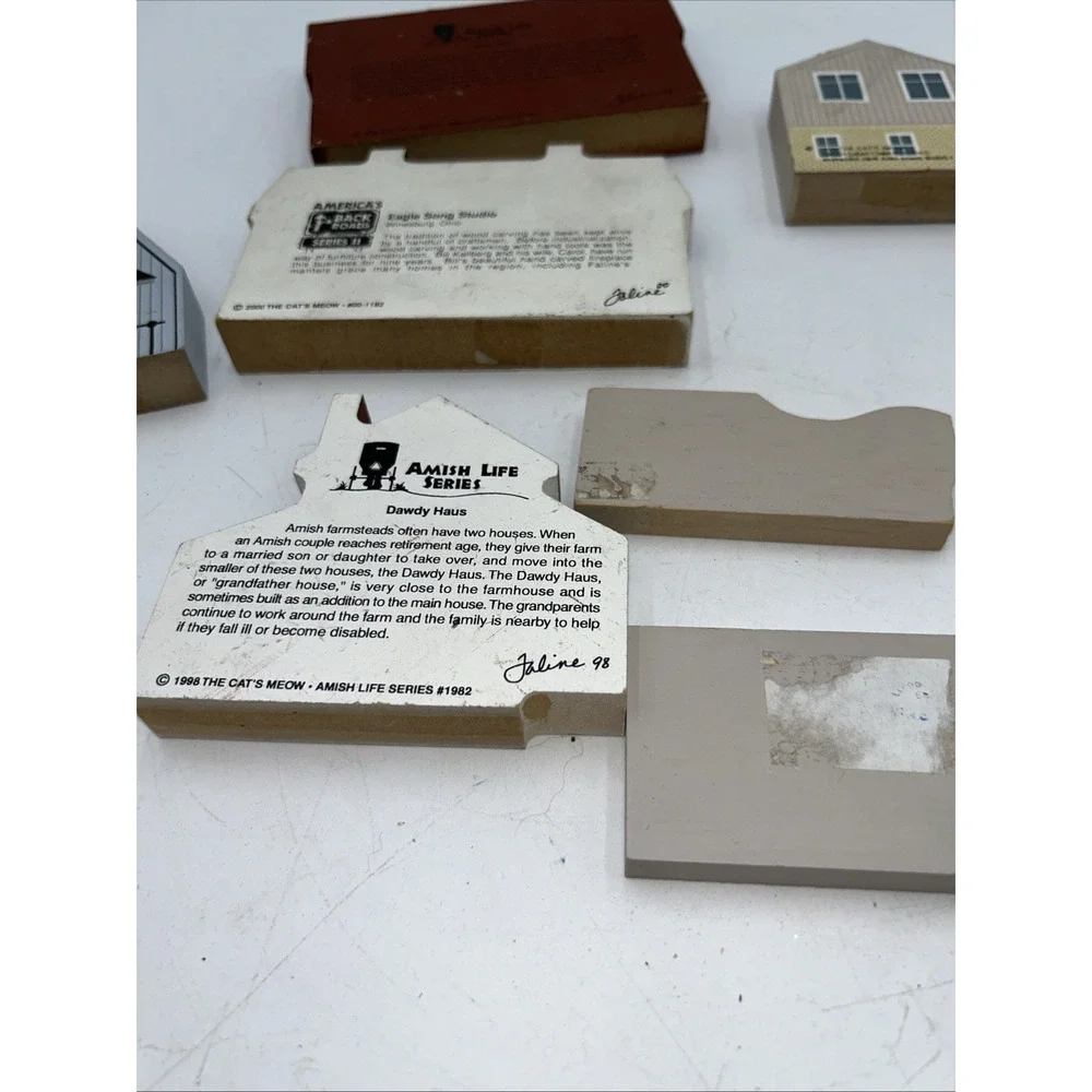 Cat's Meow Village Lot 10 Amish Farm Barns Signed Faline 1991-2000